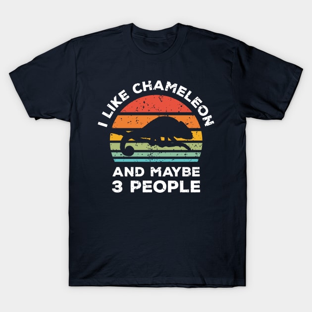 I Like Chameleon and Maybe 3 People, Retro Vintage Sunset with Style Old Grainy Grunge Texture T-Shirt by Ardhsells